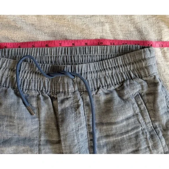 Athleta Cabo Linen Jogger Pants Gray Blue Size 2 Zip Pocket - Picture 7 of 10